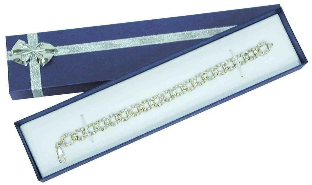 12 Boxes - Linen Blue Tie Gift Boxes for Bracelet or Watch - 8" x 1 7/8" x 1"