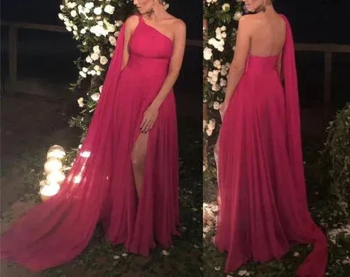 A-line Backless Fly Long Sleeves Prom Dresses With Slit