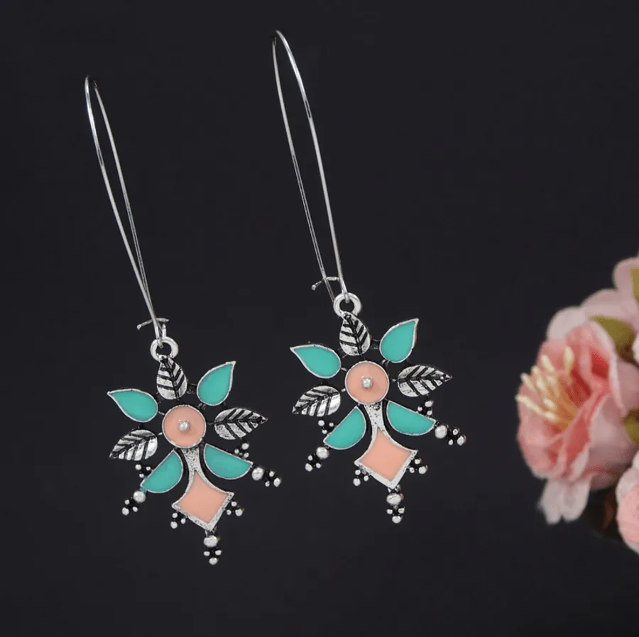 Antique Gold/Silver Plated Dual Colour Hook Long Earring