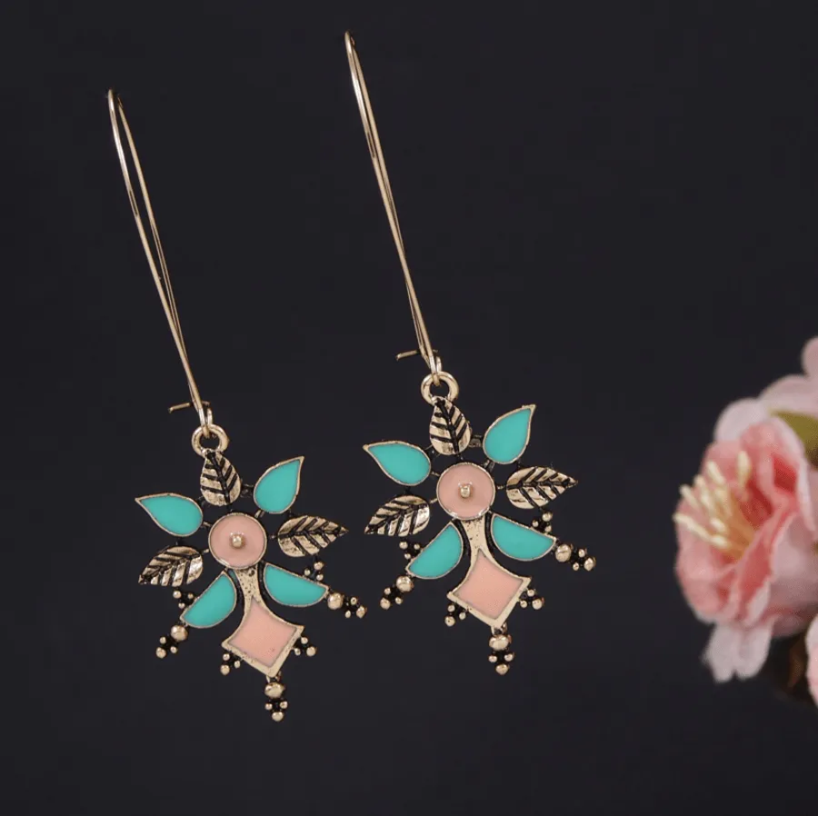 Antique Gold/Silver Plated Dual Colour Hook Long Earring