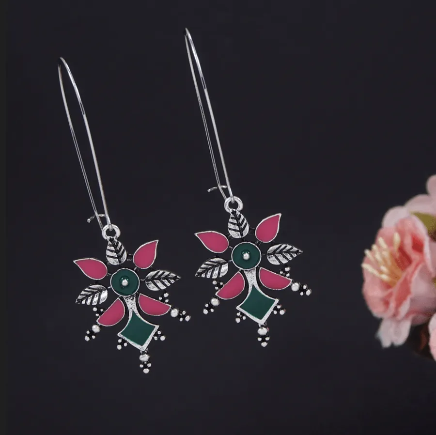 Antique Gold/Silver Plated Dual Colour Hook Long Earring