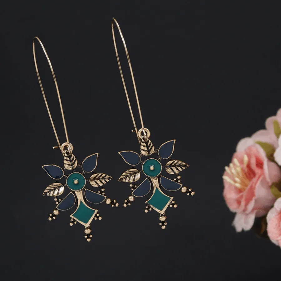 Antique Gold/Silver Plated Dual Colour Hook Long Earring