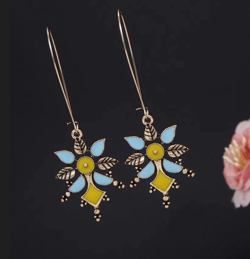 Antique Gold/Silver Plated Dual Colour Hook Long Earring