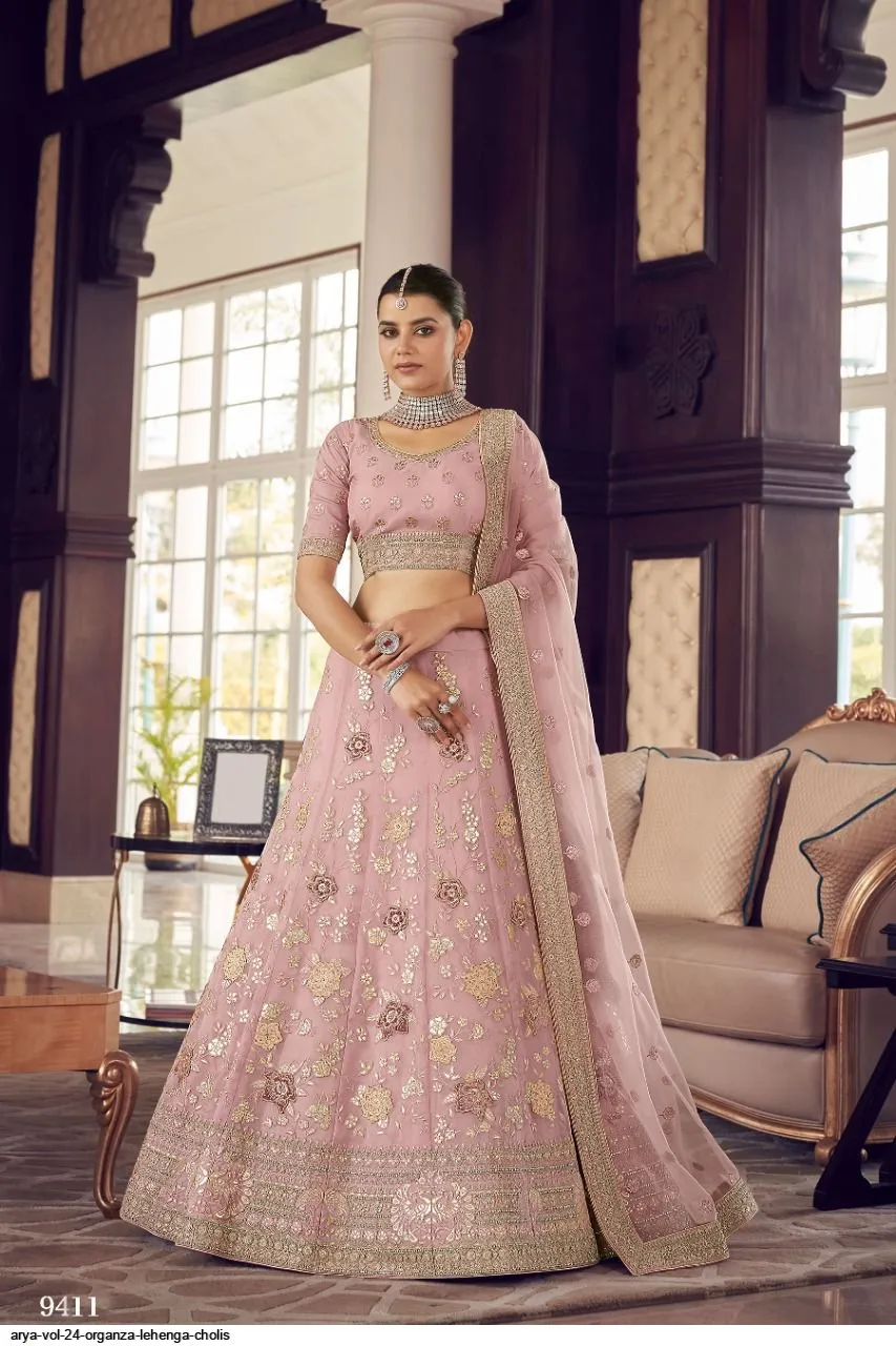 ARYA VOL 24 ORGANZA LEHENGA CHOLI DNO 9411