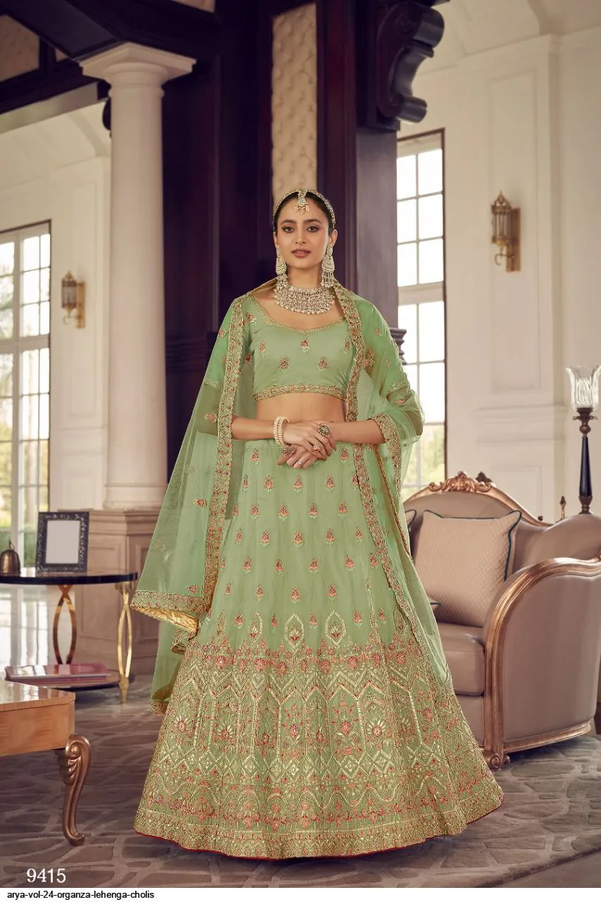 ARYA VOL 24 ORGANZA LEHENGA CHOLI DNO 9415