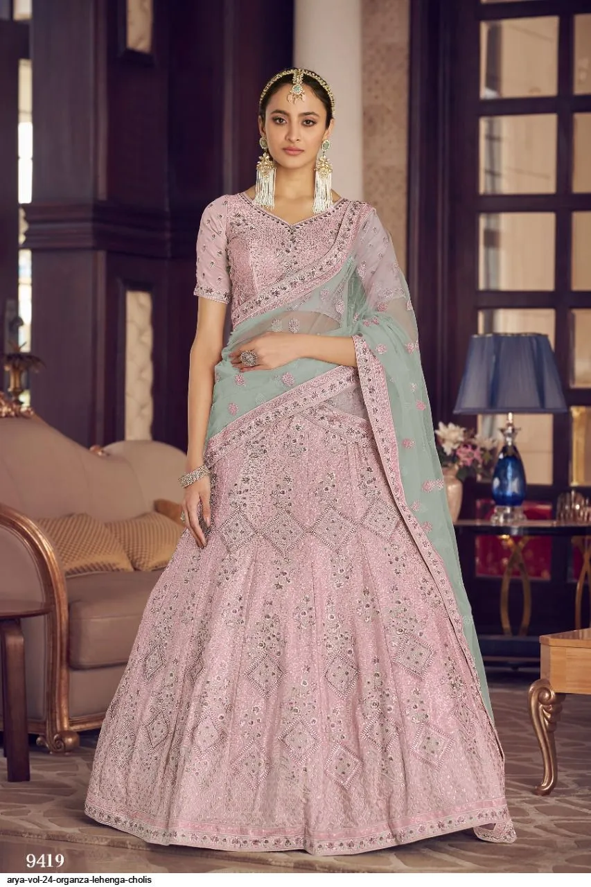 ARYA VOL 24 ORGANZA LEHENGA CHOLI DNO 9419