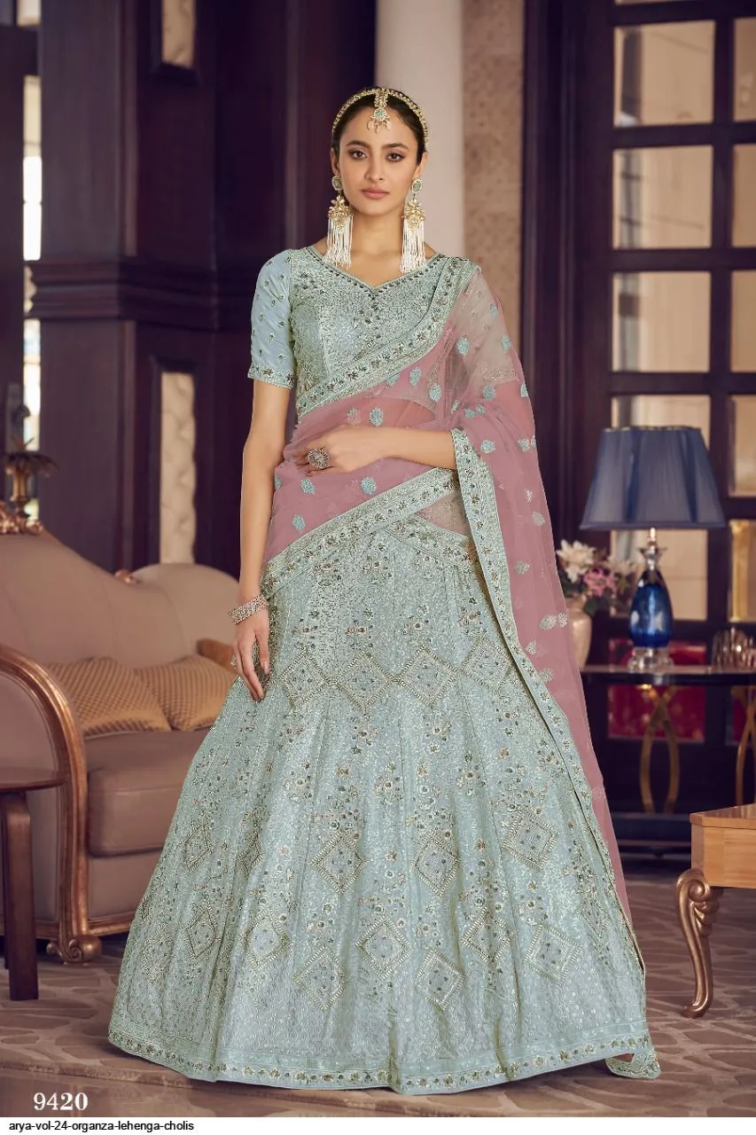 ARYA VOL 24 ORGANZA LEHENGA CHOLI DNO 9420