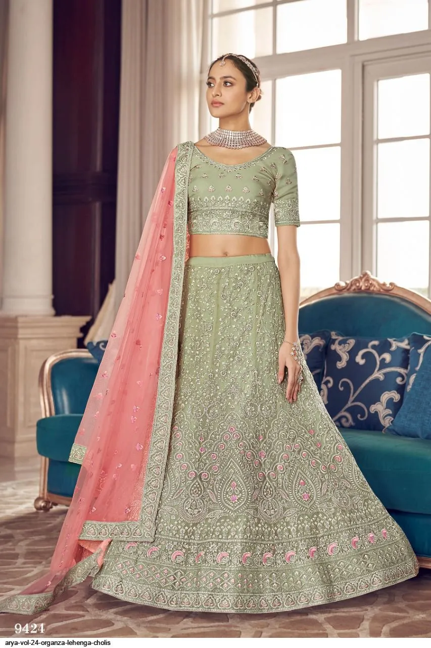 ARYA VOL 24 ORGANZA LEHENGA CHOLI DNO 9424