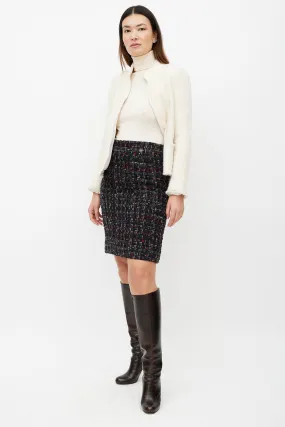 Black & Multicolour Wool Tweed Skirt
