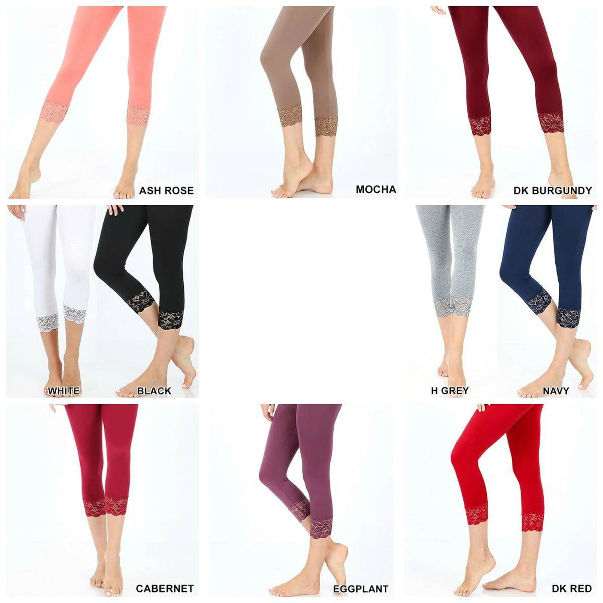 Capri Lace Accented Leggings | Zenana