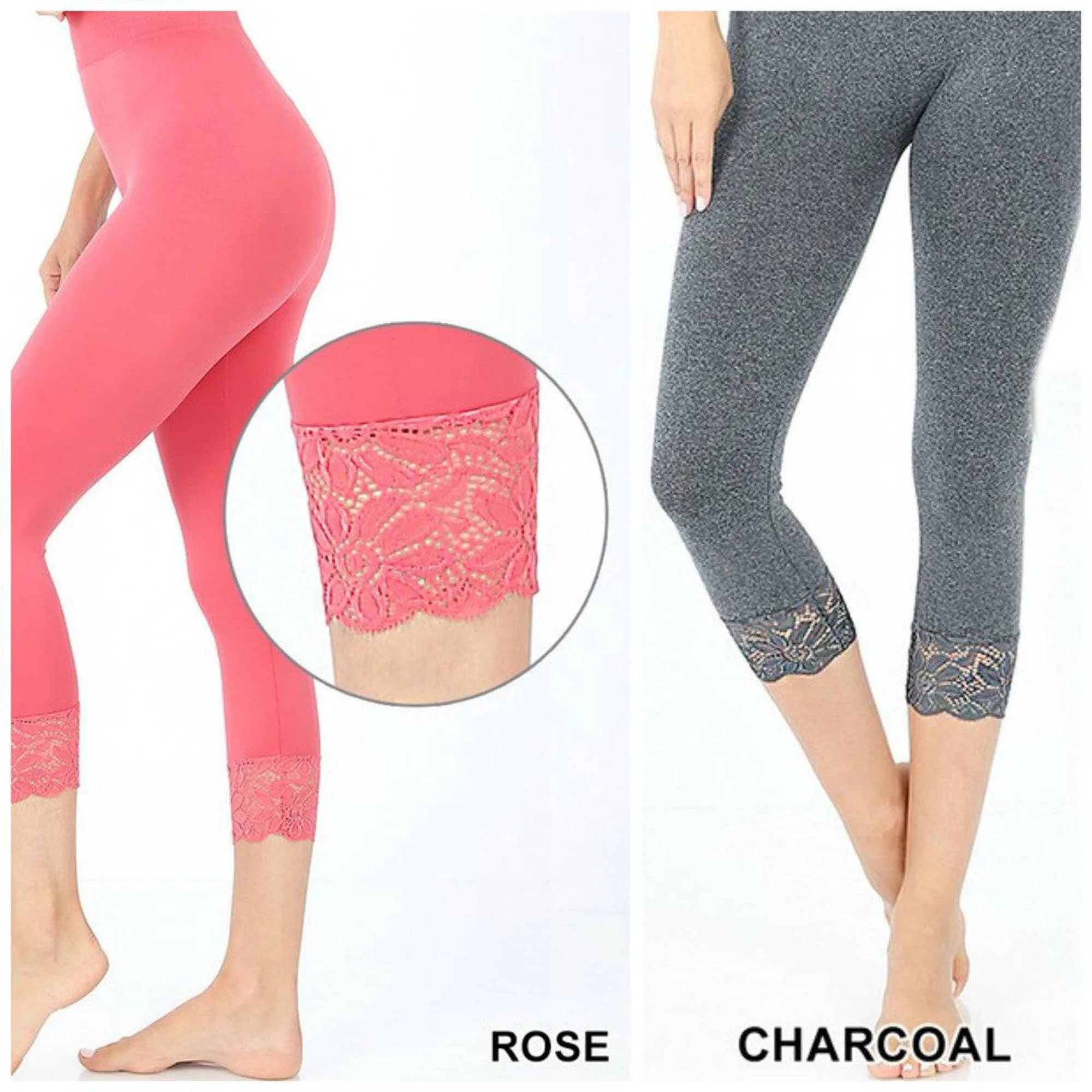Capri Lace Accented Leggings | Zenana