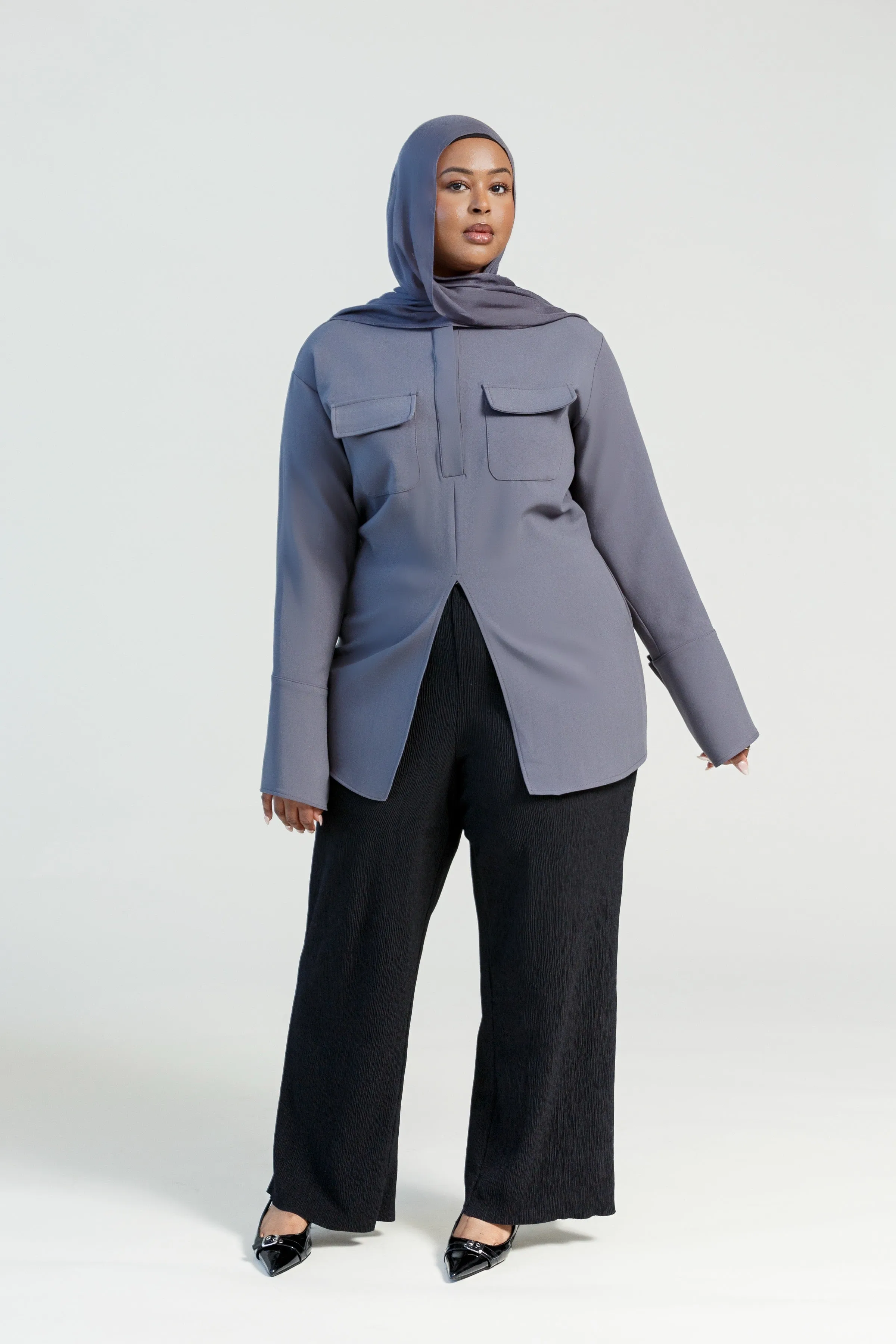 Charcoal Gray Utility Slit Tunic- Final Sale