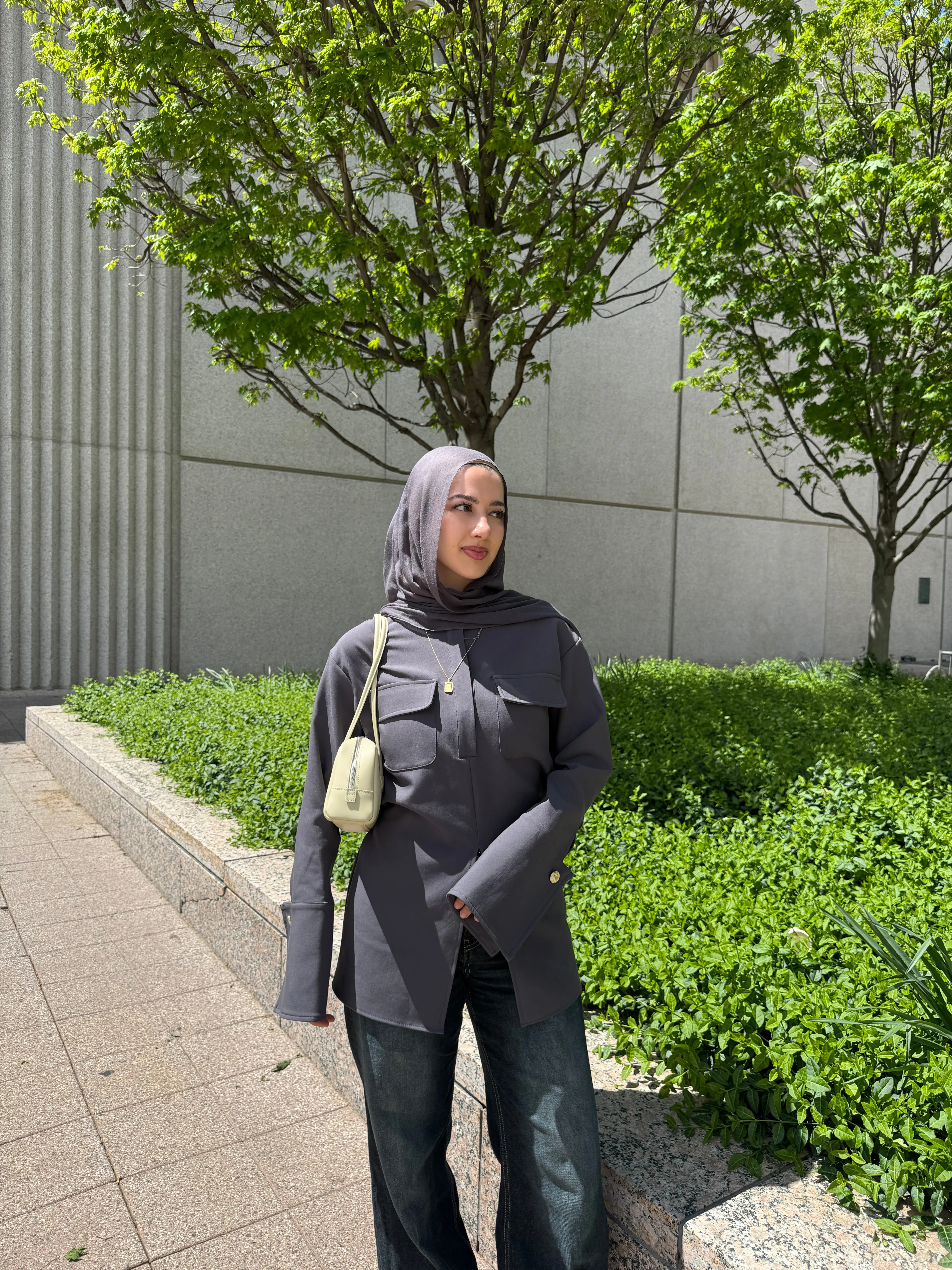 Charcoal Gray Utility Slit Tunic- Final Sale