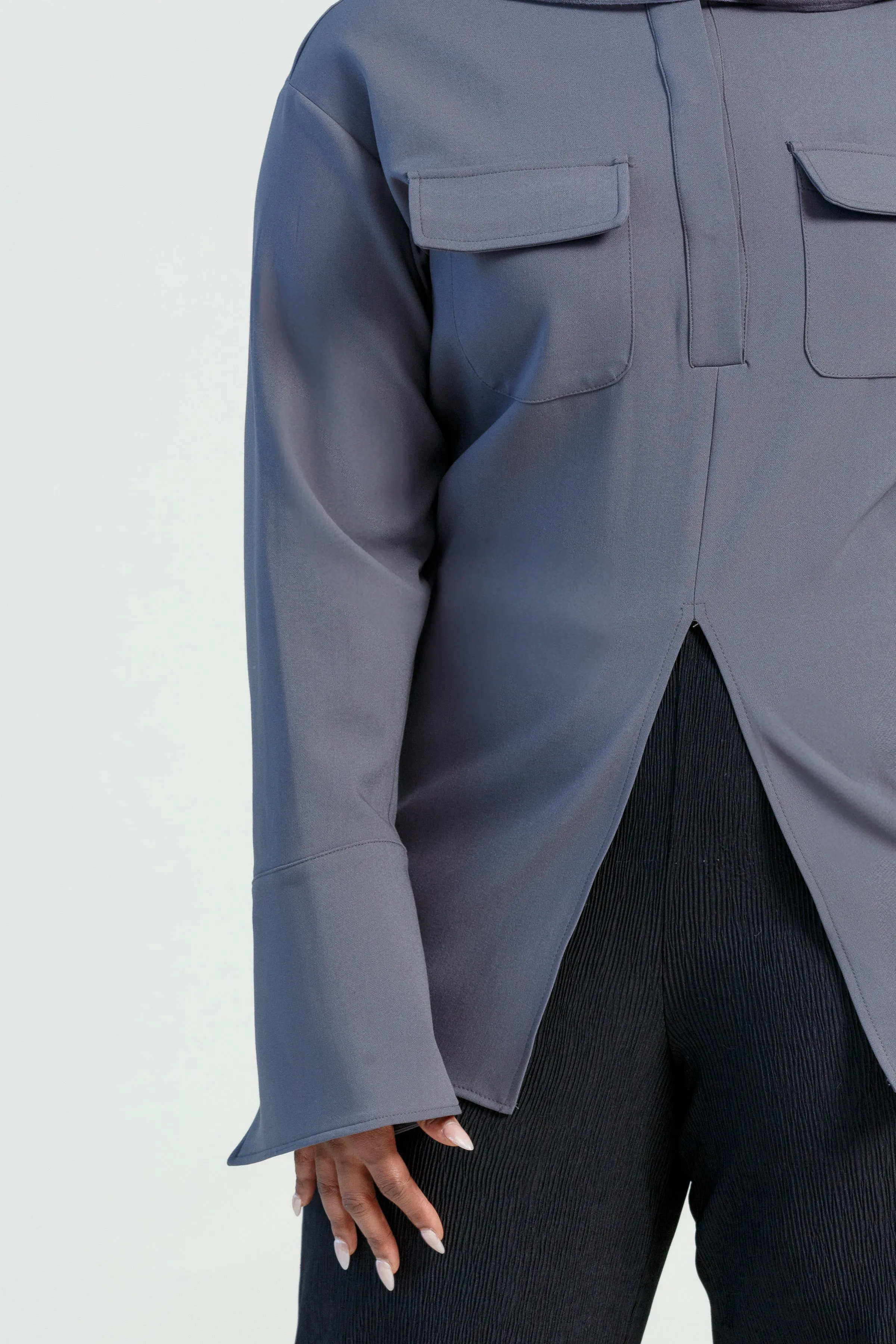 Charcoal Gray Utility Slit Tunic- Final Sale