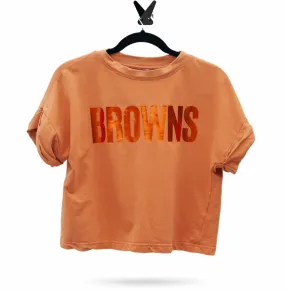 Cleveland Browns Crop Rework Puff Sleeve
