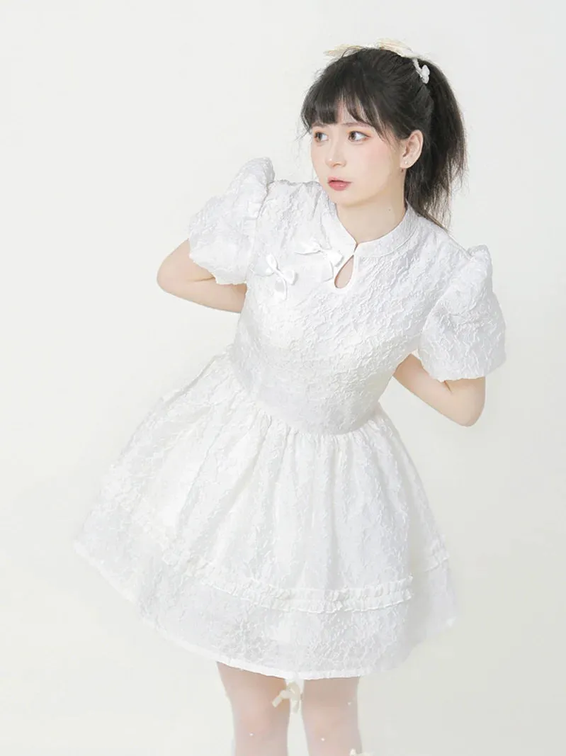 Dress Jacquard China Sleeve Puff