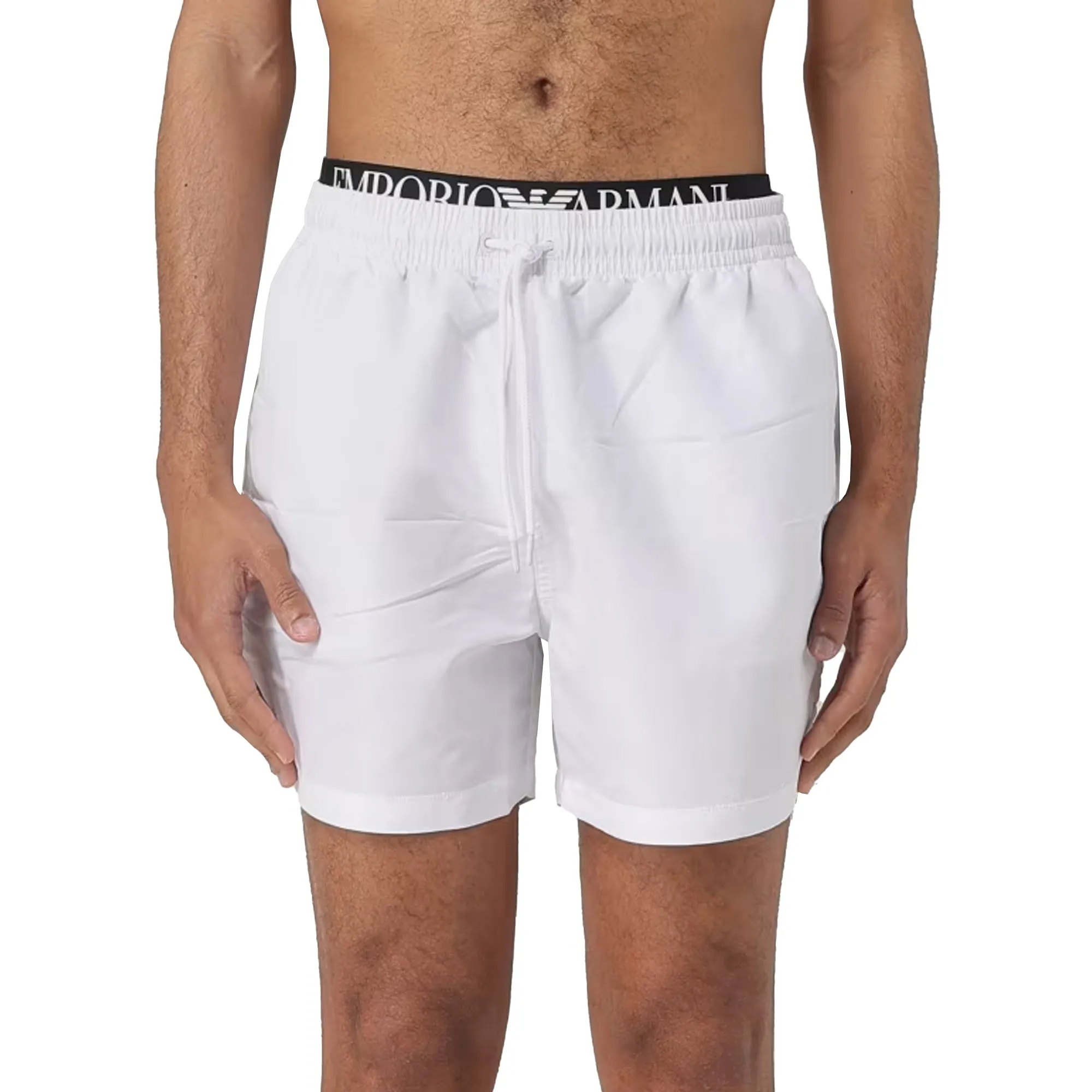 Emporio Armani Beach Double Waistband Swim Shorts White
