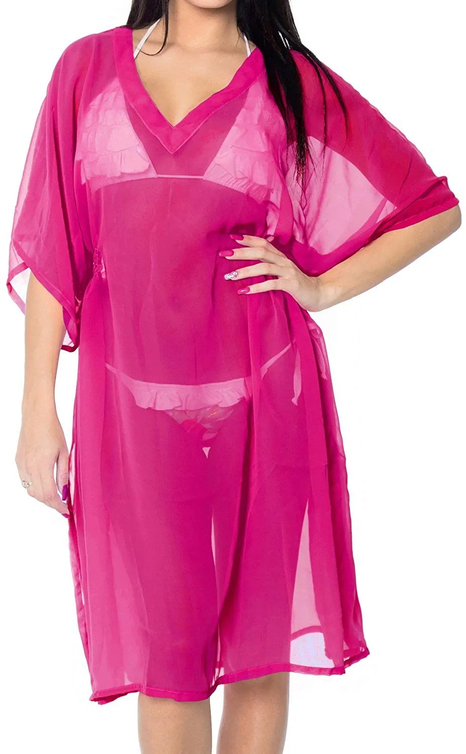 LA LEELA Bikini Swim Beach wear Swimsuit Cover up Womens Kimono Dress Embroidery