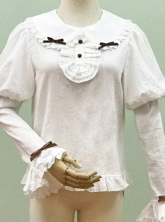 Lolita Sleeve Big Suspender Bow Puff Blouse   Bare Lolita Skirt