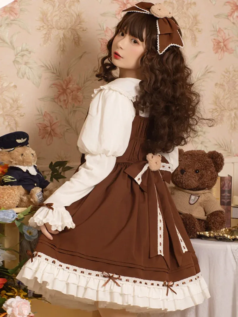 Lolita Sleeve Big Suspender Bow Puff Blouse   Bare Lolita Skirt