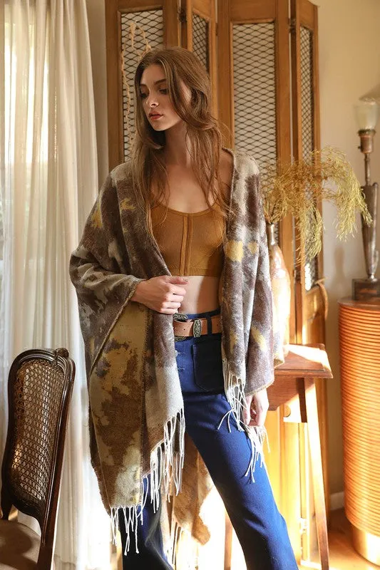 Marble Ruana Wrap w/Tassel