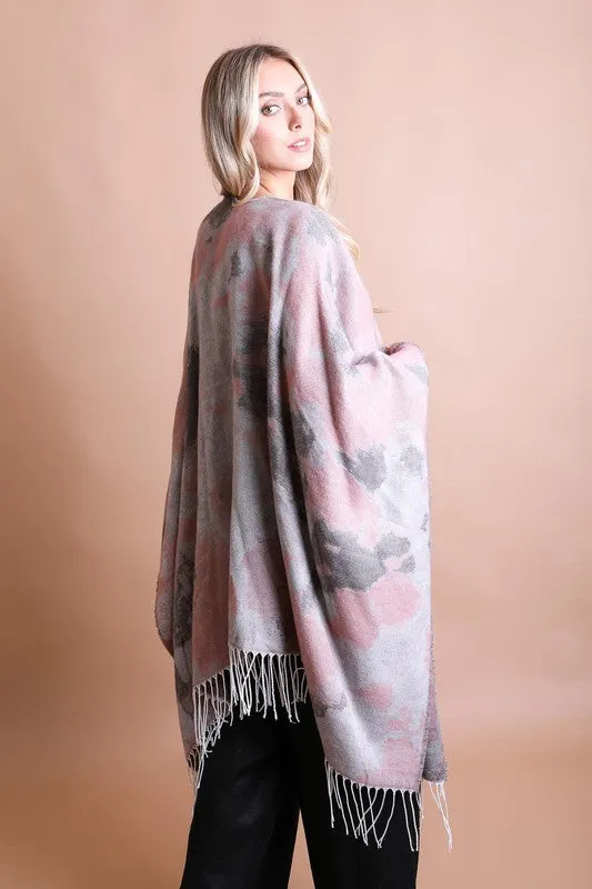 Marble Ruana Wrap w/Tassel