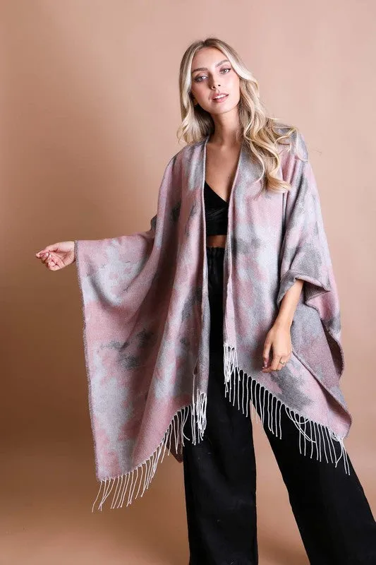 Marble Ruana Wrap w/Tassel