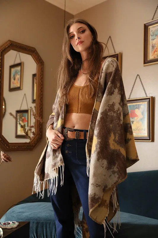 Marble Ruana Wrap w/Tassel