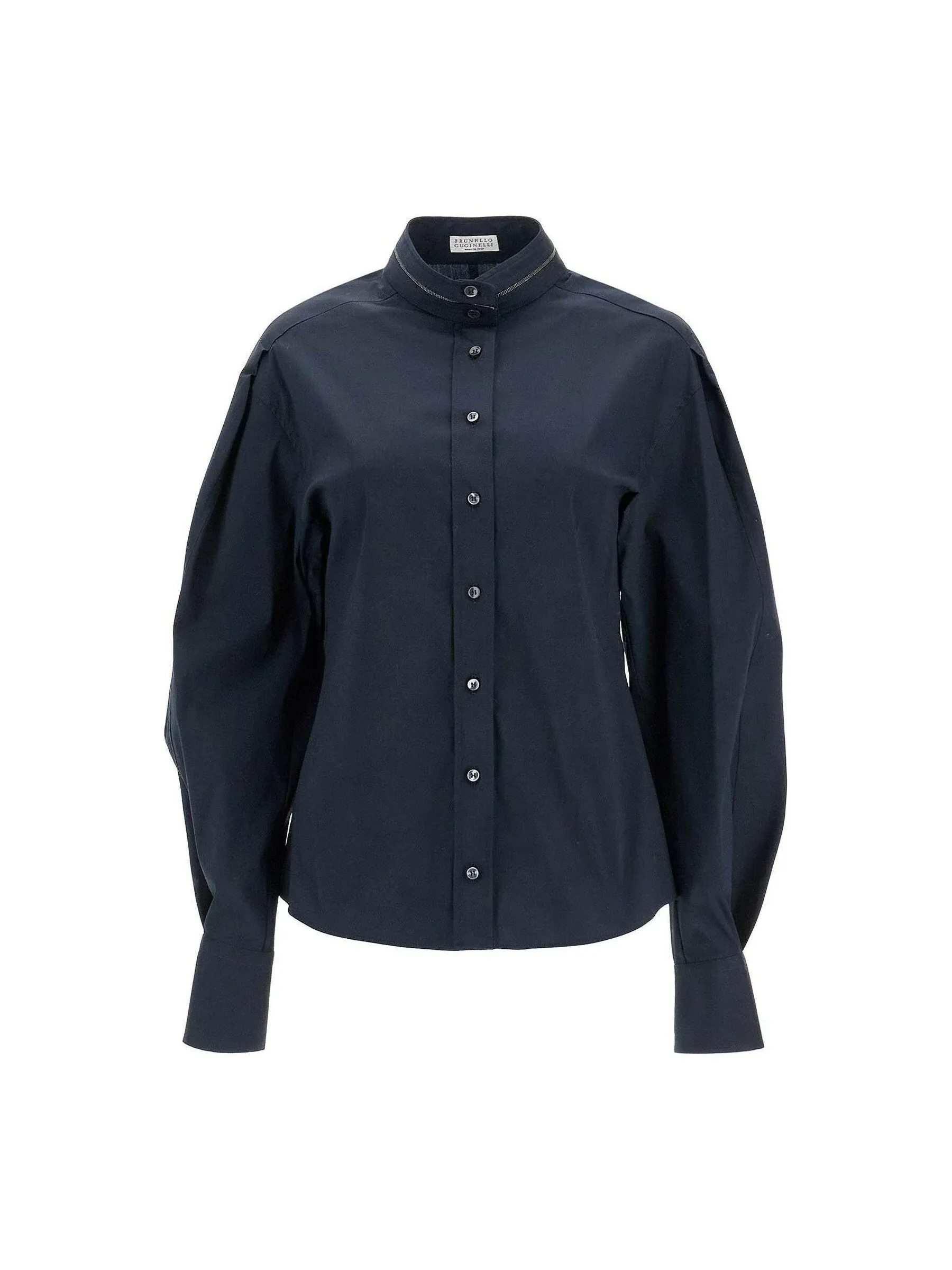 Monili-Collar Puff-Sleeve Top