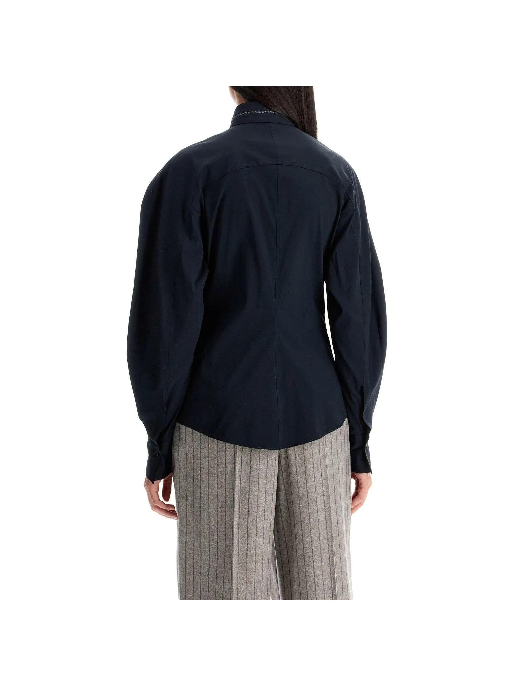 Monili-Collar Puff-Sleeve Top