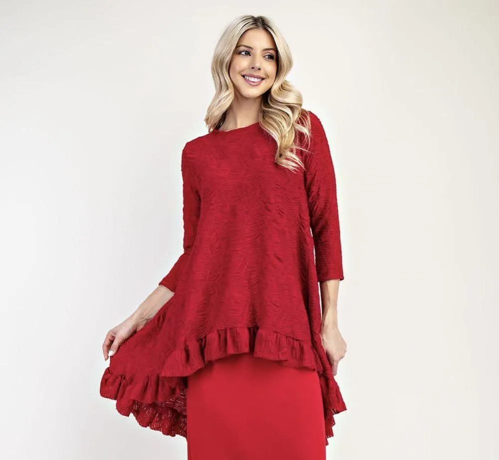 PRE-ORDER:  Red 28”. Midi Skirt:  S-3X  Arriving In Stock: 2/18
