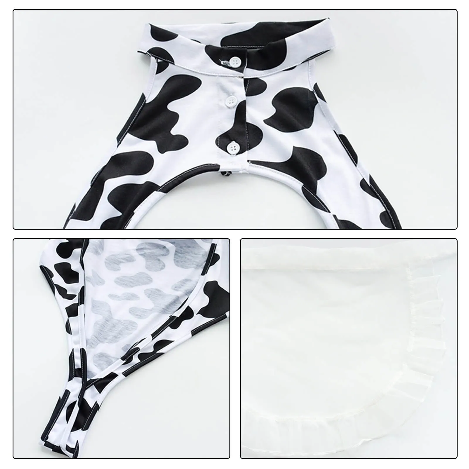 Sexy Cow Print Maid Anime Lingerie Lolita Japanese Hollow Out Cosplay Costume