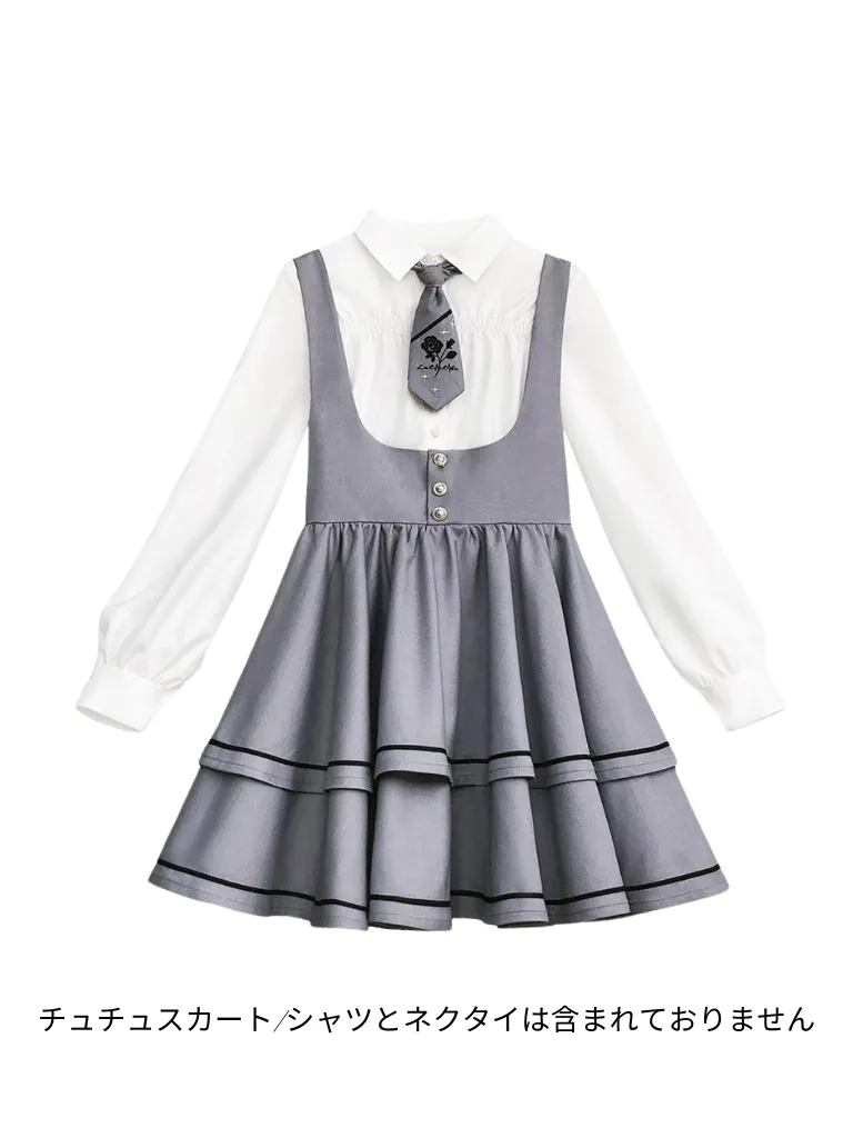 Shirt Berry Long Wild Sleeve   Puff Shirt Sleeve Cake Tie Skirt Set Suspender Tutu