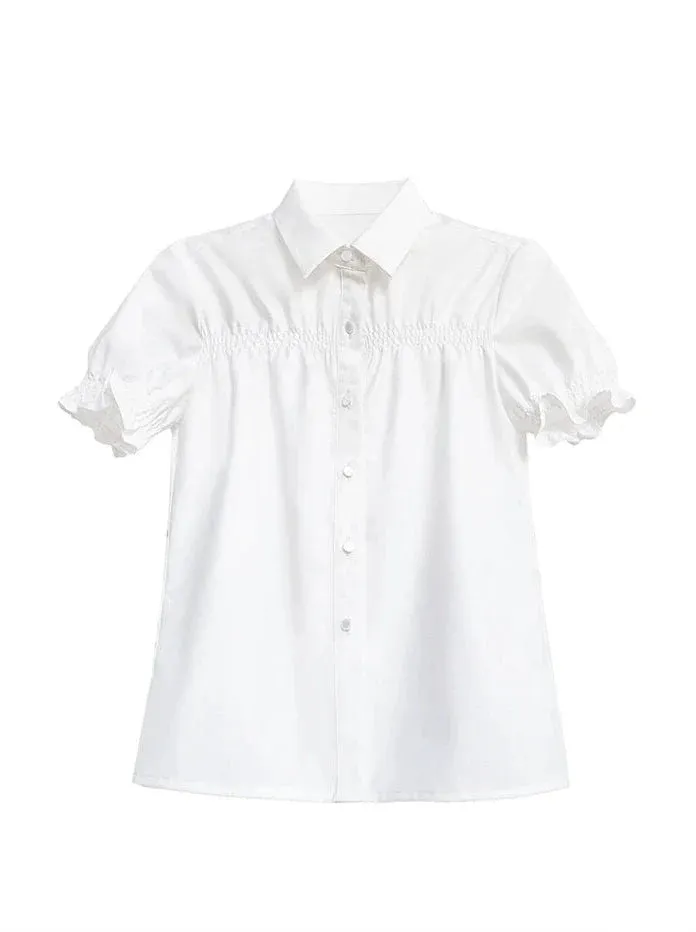 Shirt Berry Long Wild Sleeve   Puff Shirt Sleeve Cake Tie Skirt Set Suspender Tutu
