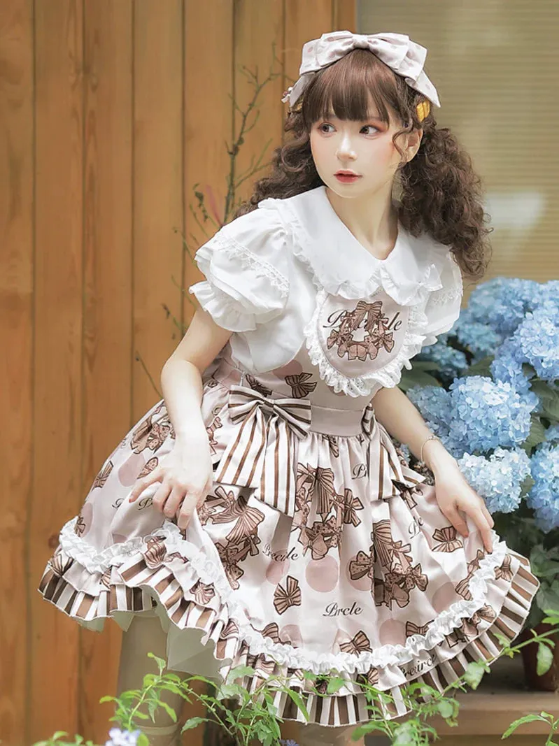 Skirt Lolita Sleeve Puff Shirt   Suspender Lovely