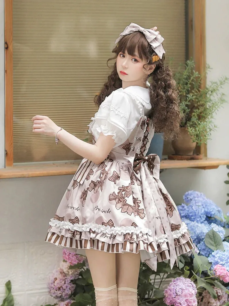 Skirt Lolita Sleeve Puff Shirt   Suspender Lovely