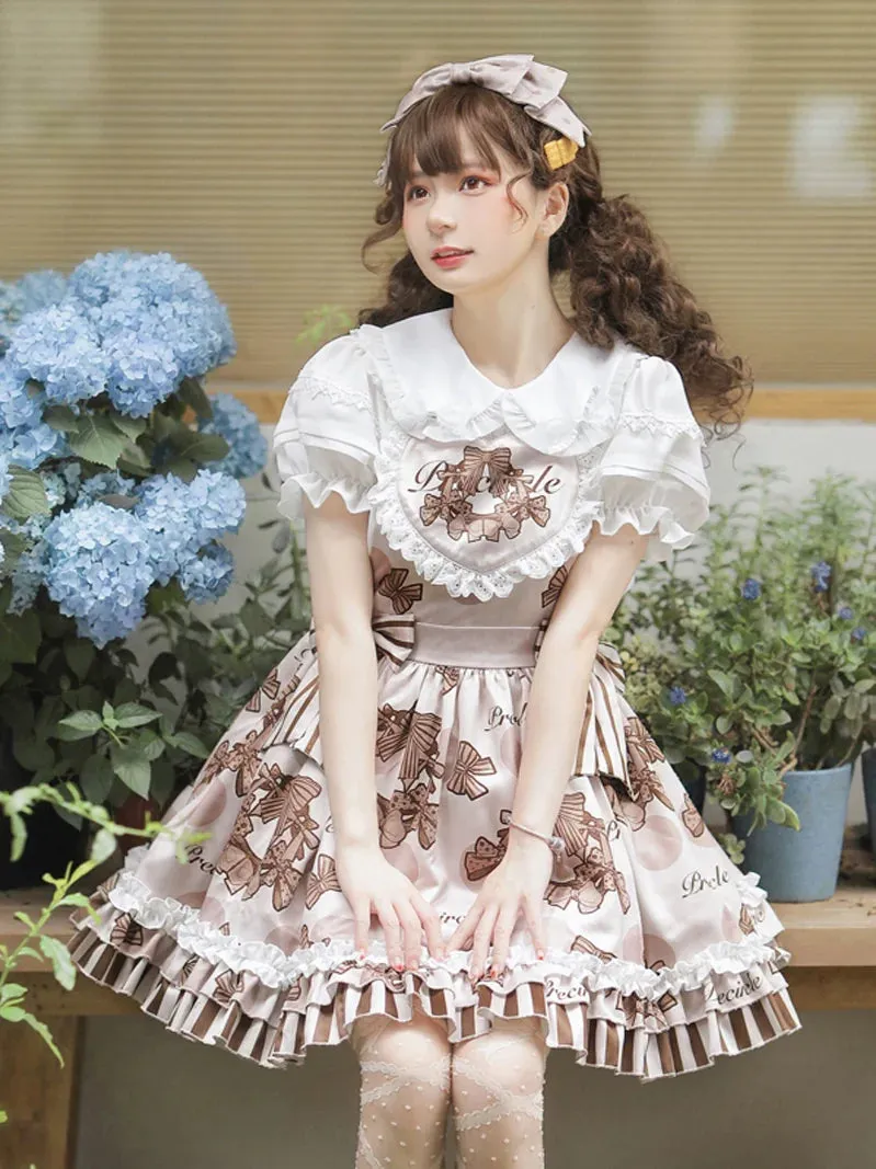 Skirt Lolita Sleeve Puff Shirt   Suspender Lovely