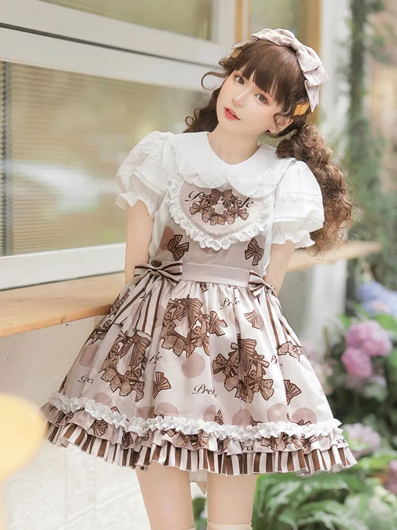 Skirt Lolita Sleeve Puff Shirt   Suspender Lovely