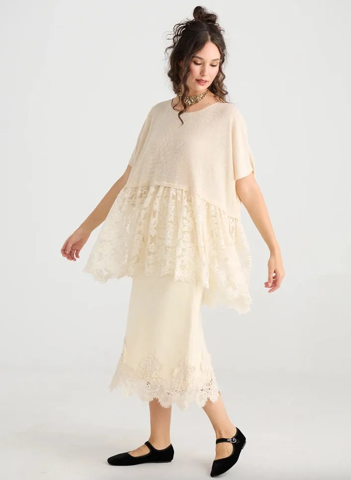 Women's - Earth Angel Lace Edged Skirt - Coconut